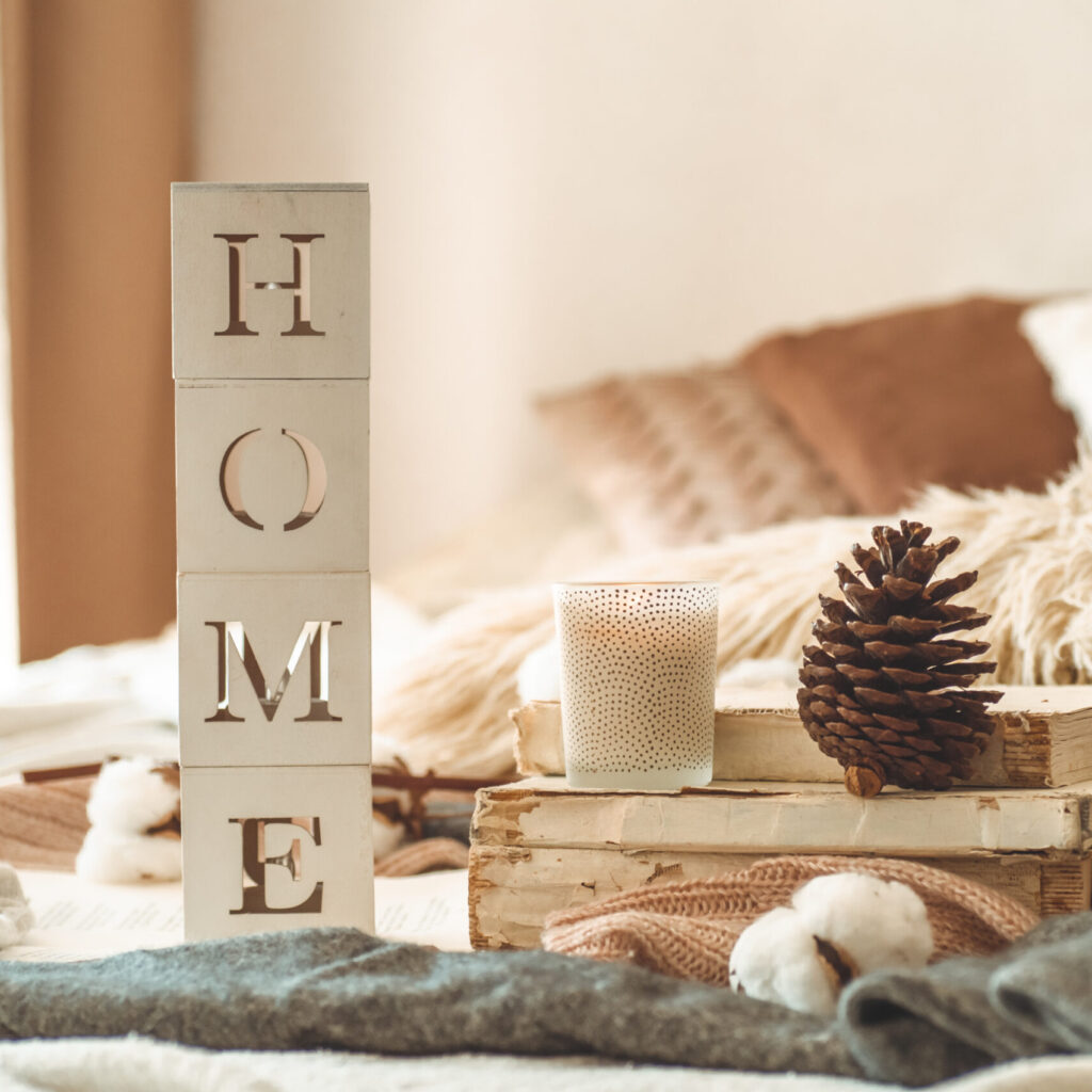 Still life details in home interior of living room